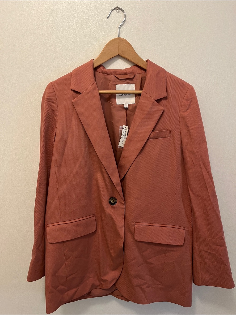Madewell Peachy Pink Single-Button Blazer